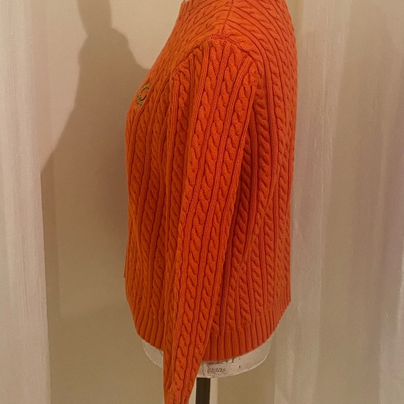 Ralph Lauren Lauren Vibrant Orange Cable Knit Sweater - Picture 4 of 9